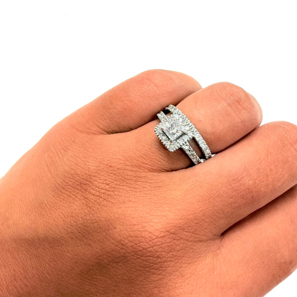 Bague demi-tour solitaire en Or Blanc 18K avec diamants 6.45 Grs - Taille 49
