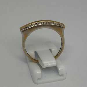 Bague Tank en Or Jaune et Gris 18K et Diamants - Taille 53 - 3.23g