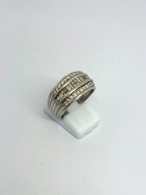 Bague Tank en Or Blanc 18 K - Taille 60 - 7.23 G