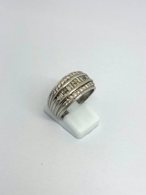 Bague Tank en Or Blanc 18 K - Taille 60 - 7.23 G