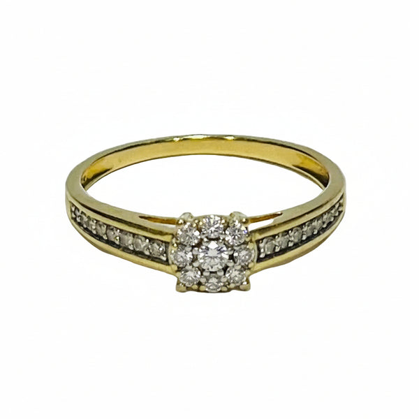Bague Sertie de 25 Diamants en Or Jaune 18K