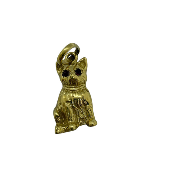 Pendentif Chat en Or Jaune 14K avec Rubis - 3.95 Grs