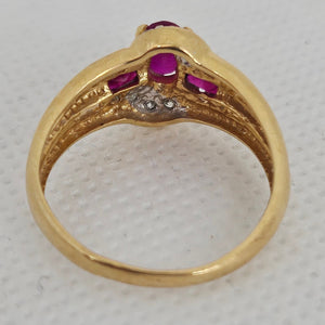 Bague Alliance Or Jaune Rubis et Diamants 18K - T53 - 3.51gr