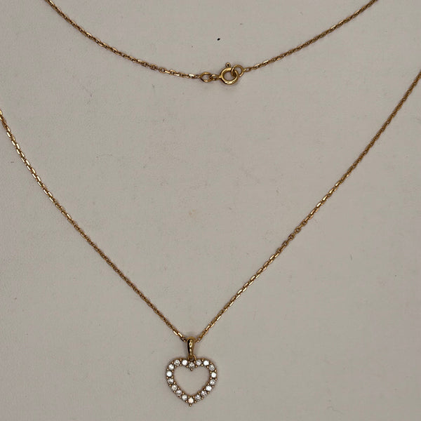 Collier Princesse en Or Jaune 18K avec Pendentif Cœur