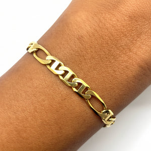 Bracelet Gourmette Figaro Or Jaune 18k