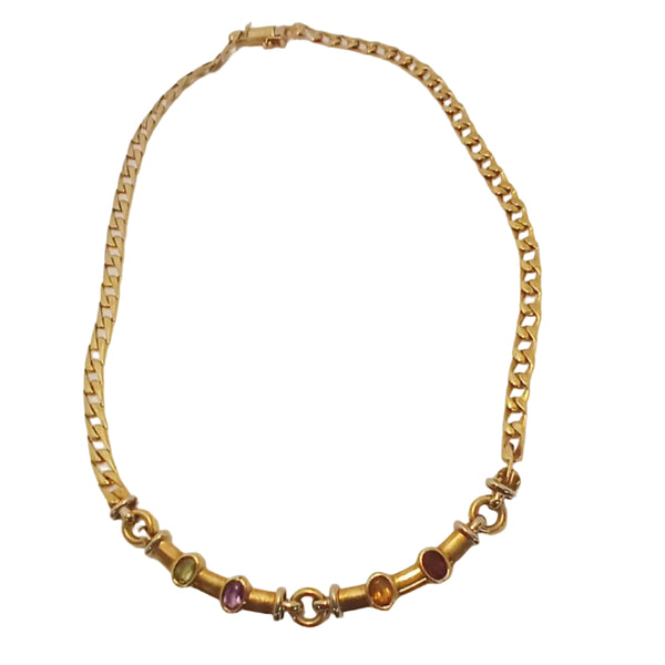 Collier Princesse en Or Jaune avec Pierres Multicolores 18K - 21.90Grs