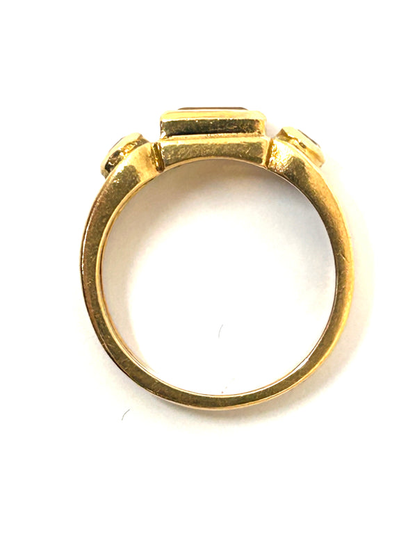 Bague en Or Jaune 18K avec Citrine et Oxyde de Zirconium