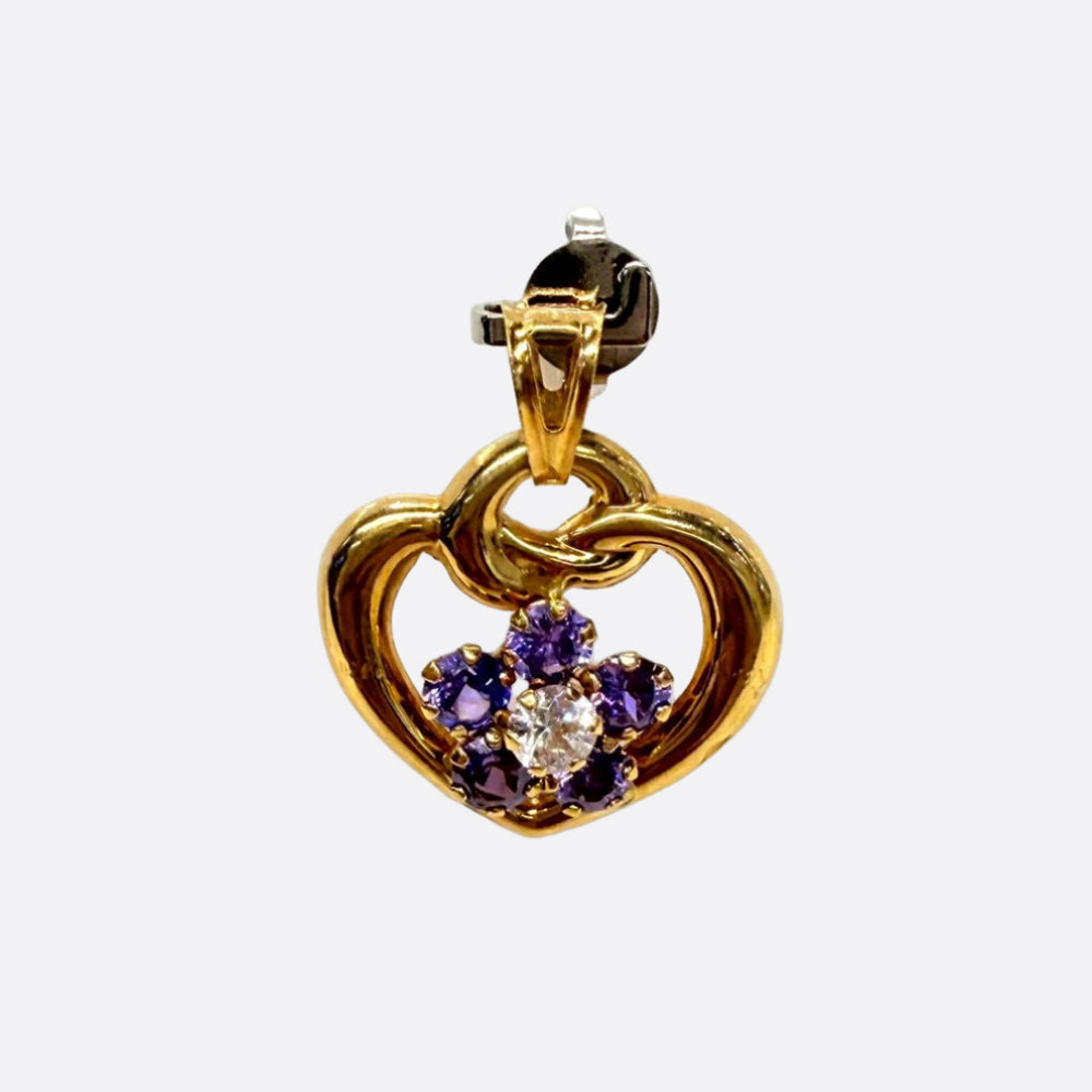 Pendentif Coeur Fleur en Or Jaune 18K - 1.31g
