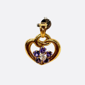 Pendentif Coeur Fleur en Or Jaune 18K - 1.31g