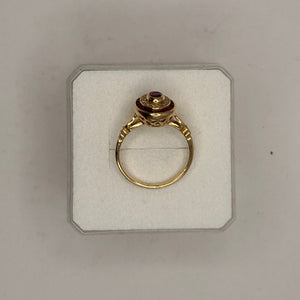 Bague en Or Jaune 18K avec Rubis et Diamant