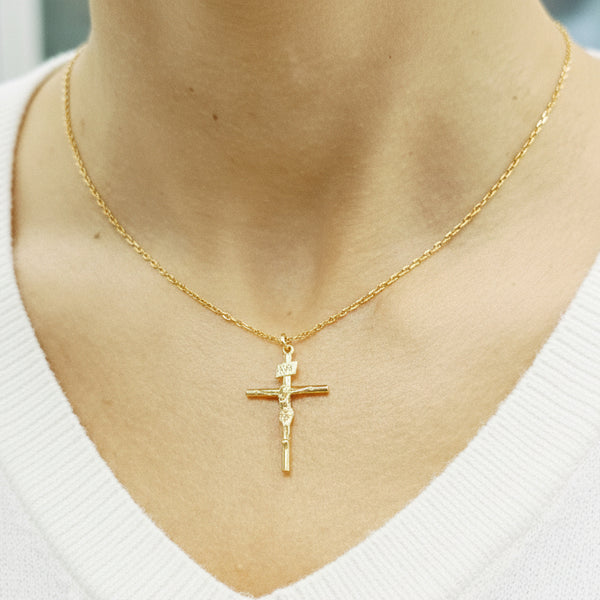 Pendentif Croix Or Jaune 18k avec Poinçon