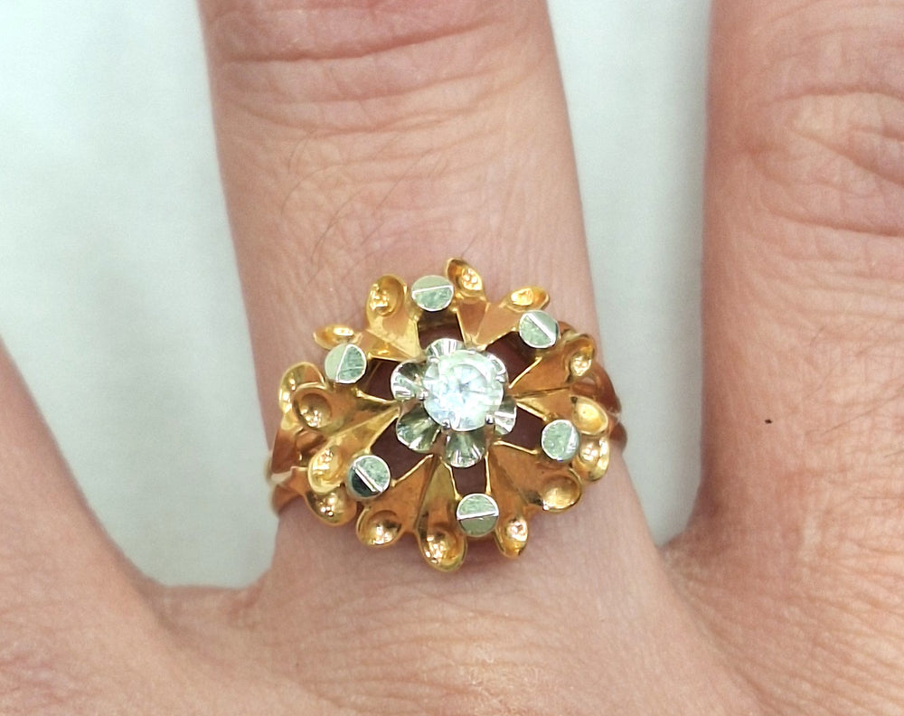 Bague vintage en Or jaune 18K avec topaze