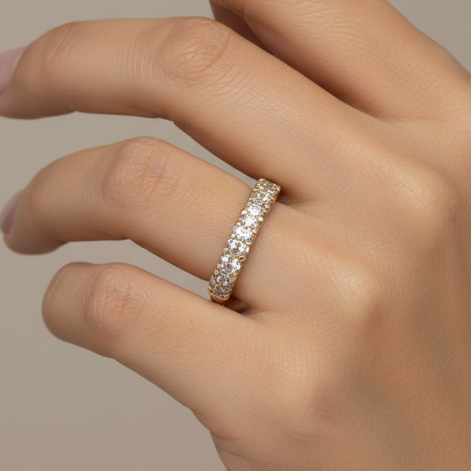Bague en Or Jaune 18K avec Diamants