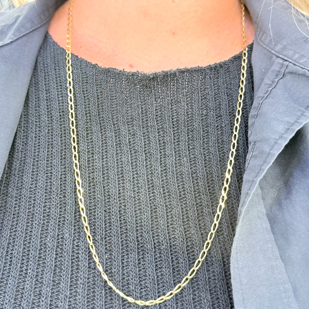 Collier Longue Chaîne en Or Jaune 18K – Maille Cheval