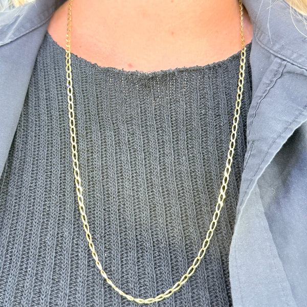Collier Longue Chaîne en Or Jaune 18K – Maille Cheval