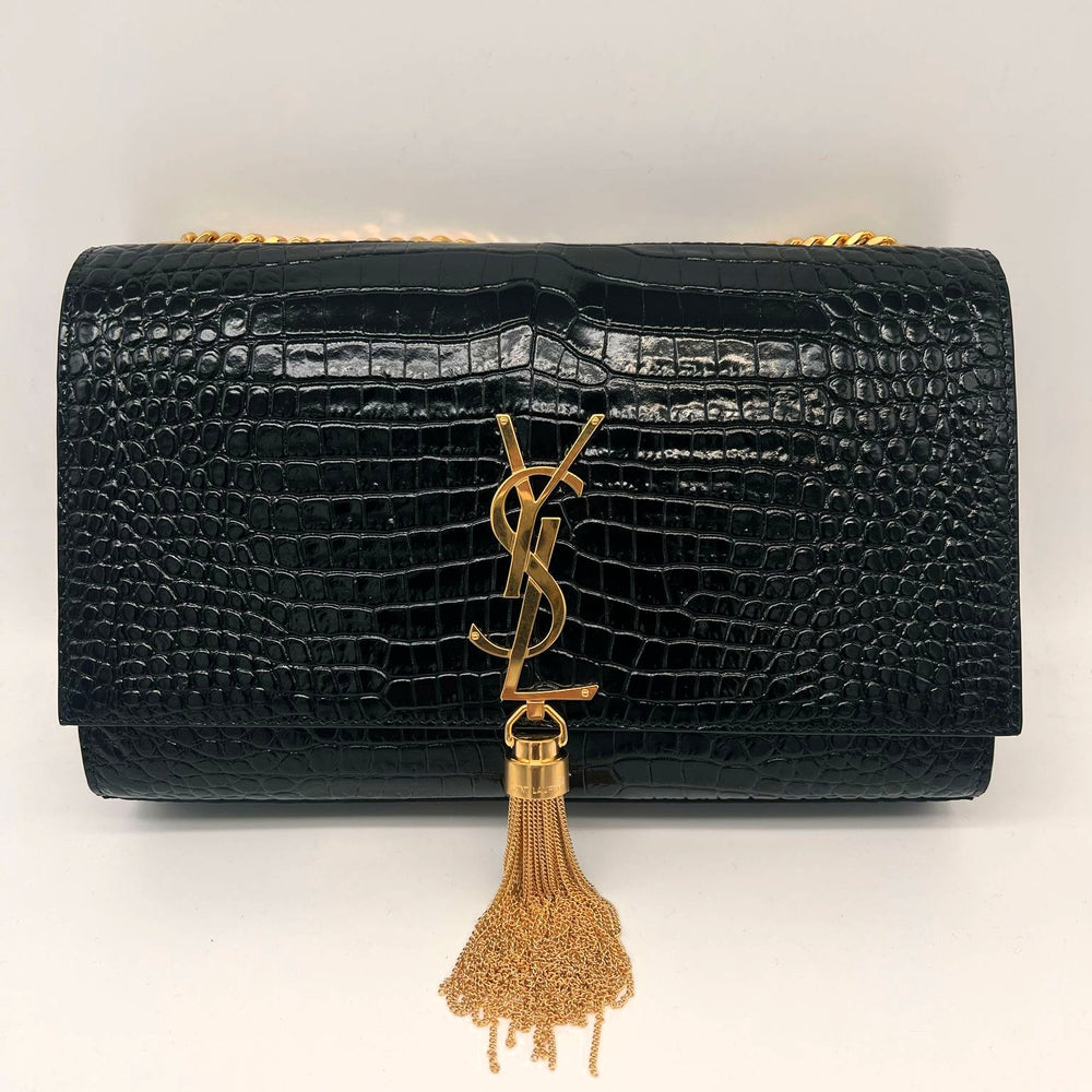 Saint Laurent Kate Tassel : Sac à bandoulière en cuir noir