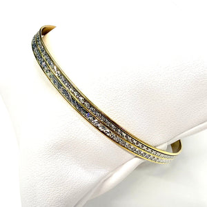 Bracelet Jonc Or Jaune et Blanc Martelé 18K - 11.26g