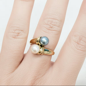 Bague en Or Jaune et Perles d'Eau Douce 18k - 3.96 G