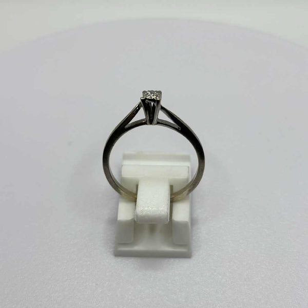 Solitaire Diamant en Or Blanc 18K- Taille 57 - 2.25g