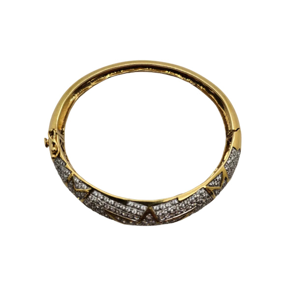 Bracelet Jonc Or Jaune 18 K et Oxyde de Zircon - 29.03 Grs