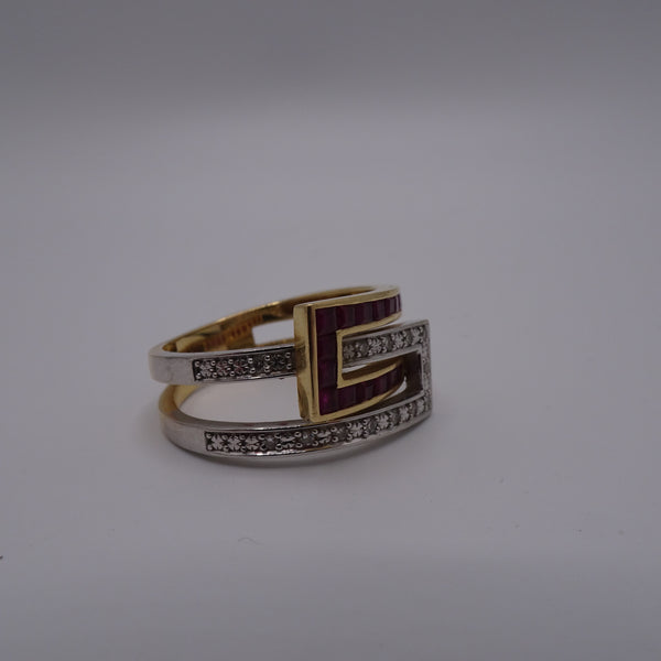 Bague en Or Jaune et Or Blanc 18K - Taille 56