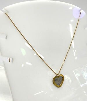 Collier Coeur en Or Jaune et Blanc 18k 1.92 Grs