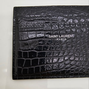 Porte Cartes Saint Laurent - Texture Effet Croco Noir