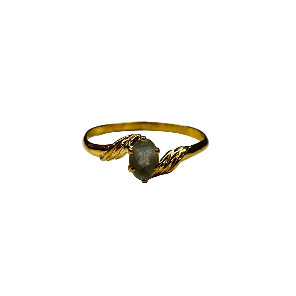 Bague d'Aigue Marine en Or Jaune 750/100