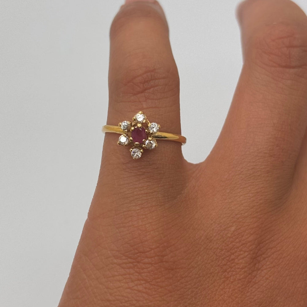 Bague Marguerite en Or Jaune 18K - Taille 50.5