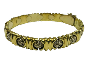 Bracelet jonc en or jaune et or gris 18K 32.15 Grs