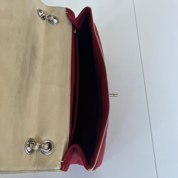 Sac à main Chanel Léo Vintage en jersey rouge - Fermoir tête