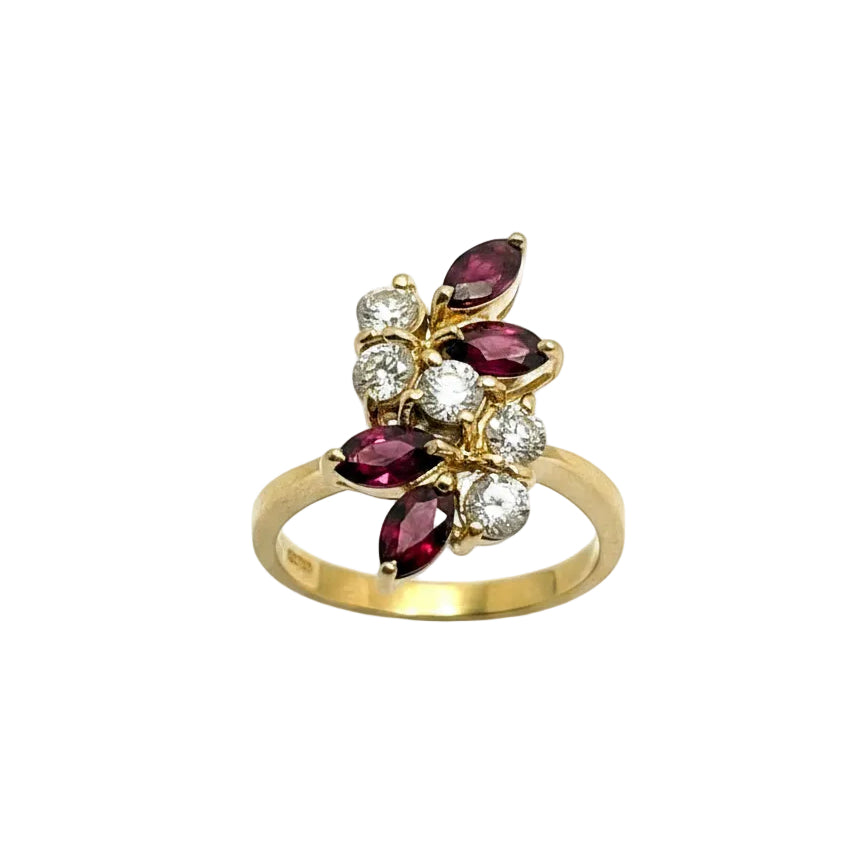 Bague Or Jaune 750 avec Rubis et Diamants