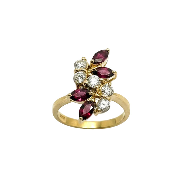 Bague Or Jaune 750 avec Rubis et Diamants