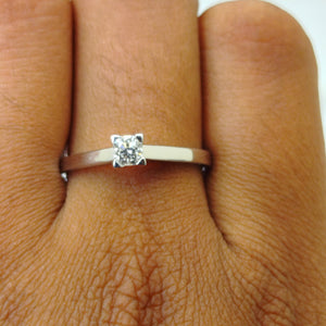 Solitaire en Or Blanc 18K Diamants- Taille 57 - 2.8G