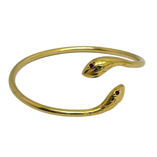 Bracelet Jonc en or jaune avec 4 Rubis 18 K - 10.71 Grs