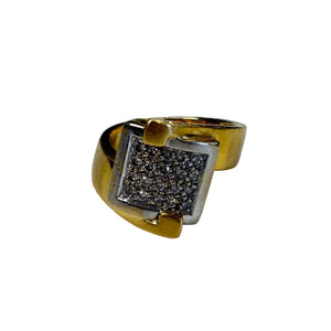 Bague Or jaune et Gris 18K avec Diamants