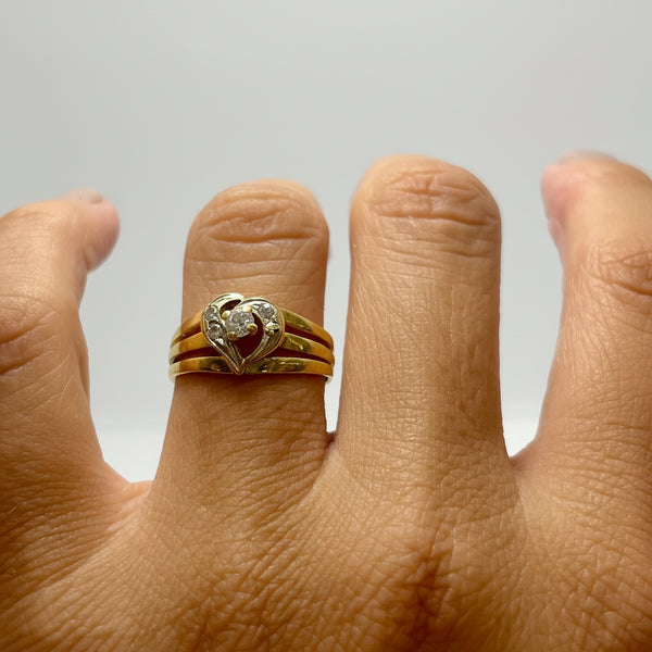 Bague cœur en or jaune 18 K - Taille 53 - 3.43 G