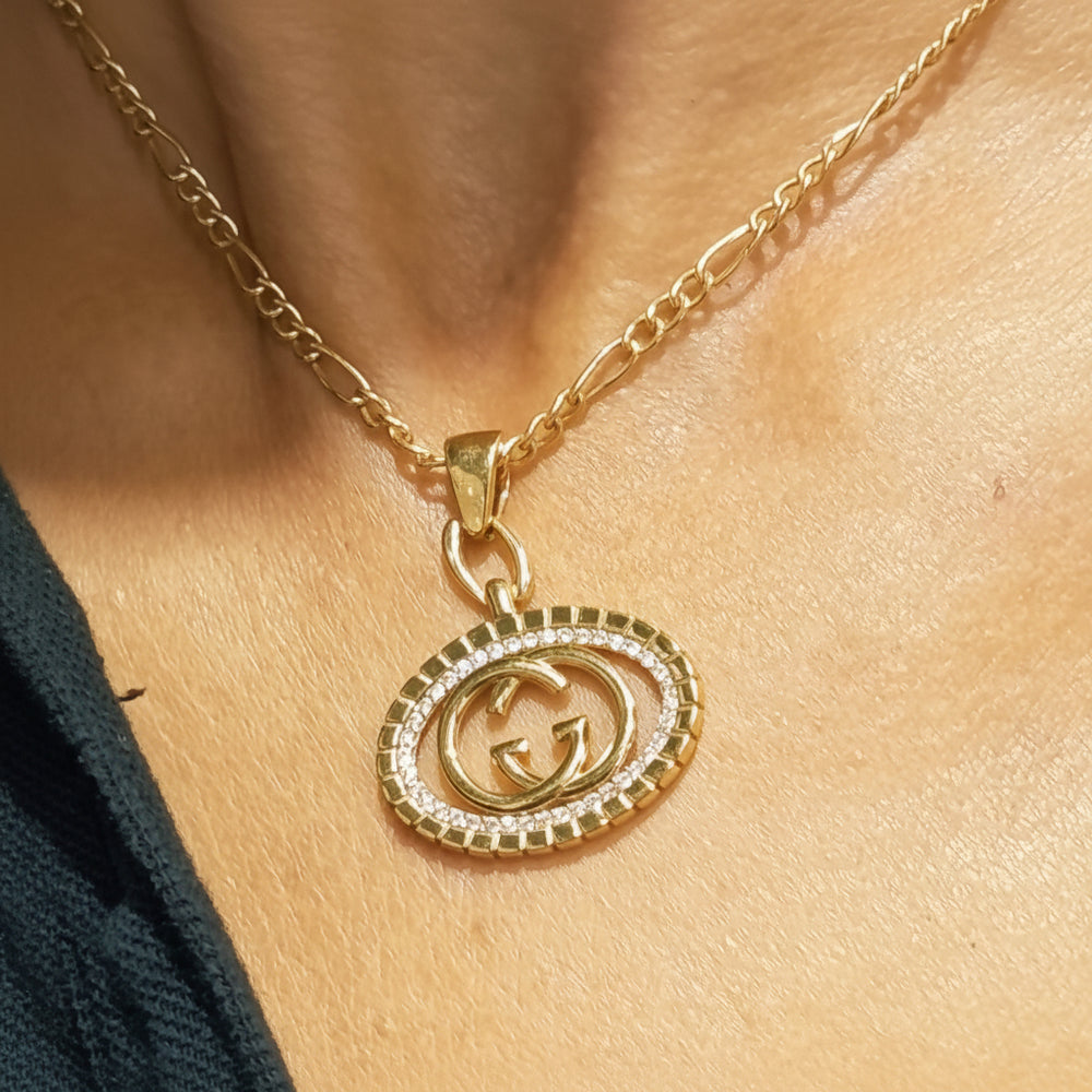 Pendentif Médaille Or Jaune 18 Carats avec Oxydes