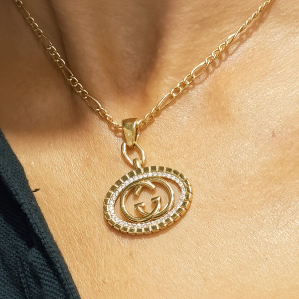 Pendentif Médaille Or Jaune 18 Carats avec Oxydes