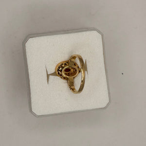 Bague en Or Jaune 18K avec Rubis et Diamant