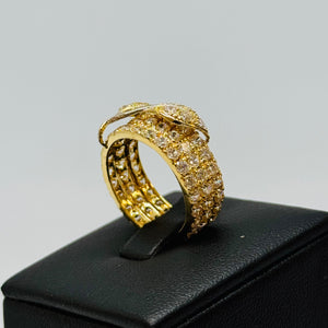 Bague Jonc Or Jaune 18K avec Oxyde de Zirconium