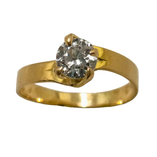 Bague Solitaire Or Jaune avec Oxyde de Zirconium 18K