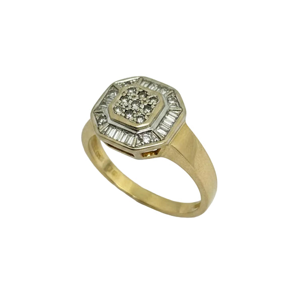 Bagues Ancienne Or Jaune 18K avec 21 Diamants - T57 - 5.01gr