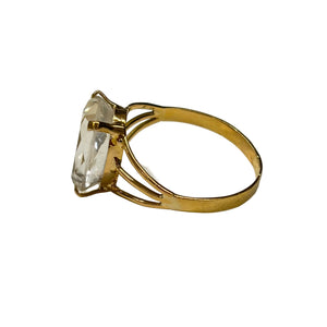 Bague Or Jaune 750, Taille 58, Topaze Blanche