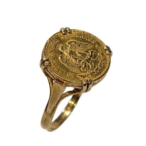 Bague en Or Jaune avec Pièce Dos Pesos 18K
