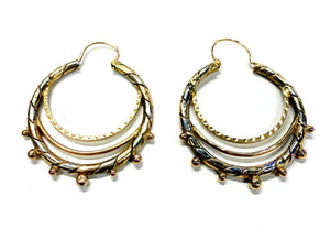 Boucles d'oreilles créoles 18k or jaune et blanc