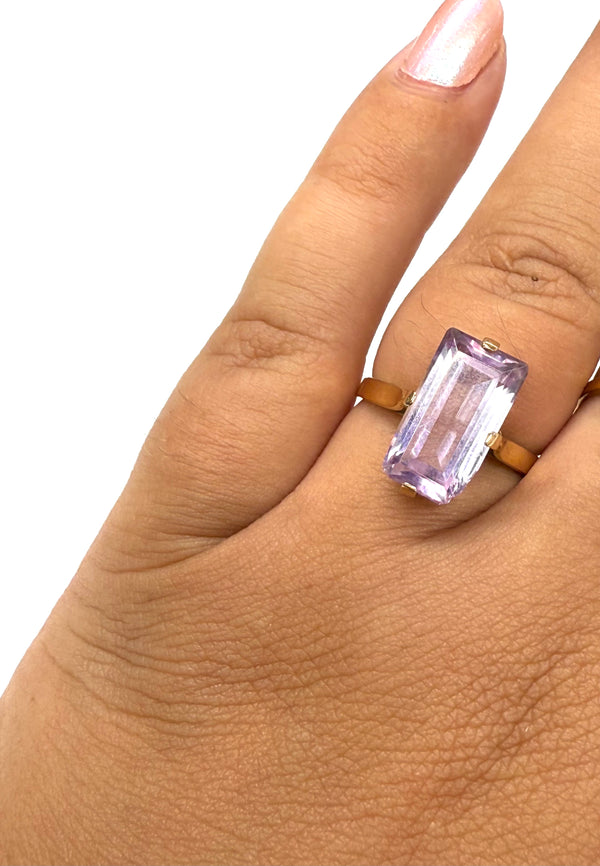 Bague en Or Jaune 18K et Améthyste T.52
