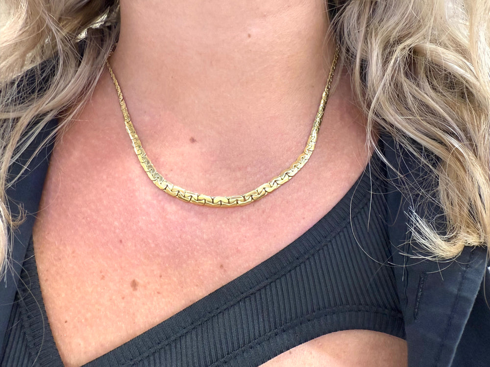 Collier Ras du Cou Or Jaune Maille Haricot 18k