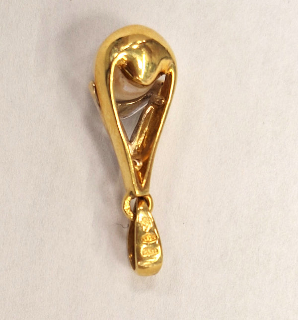 Pendentif Goutte Or Jaune et Blanc 18K avec Perle