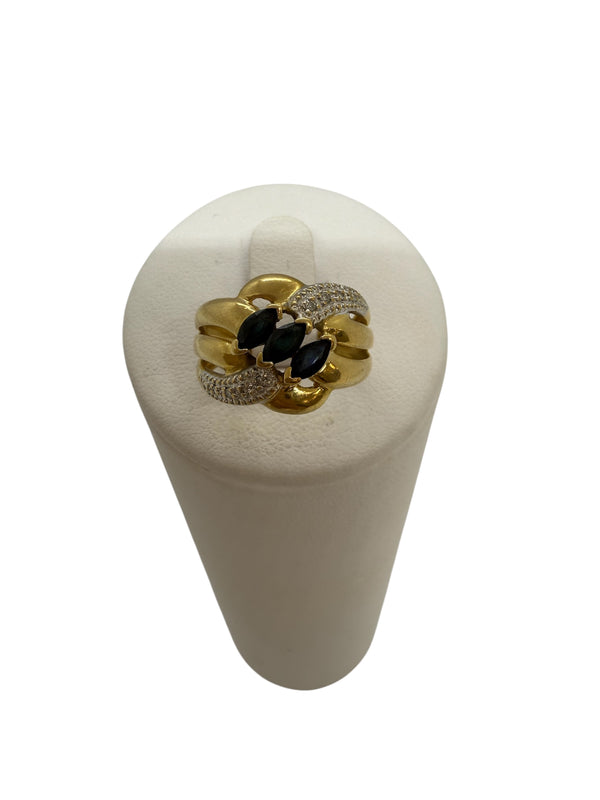 Bague en Or Jaune et Blanc 18K Taille-49
